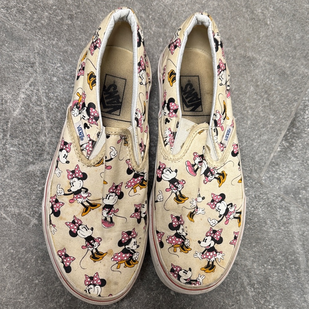 Vans Minnie Mouse Slip-On Sneakers - Cream and Pink